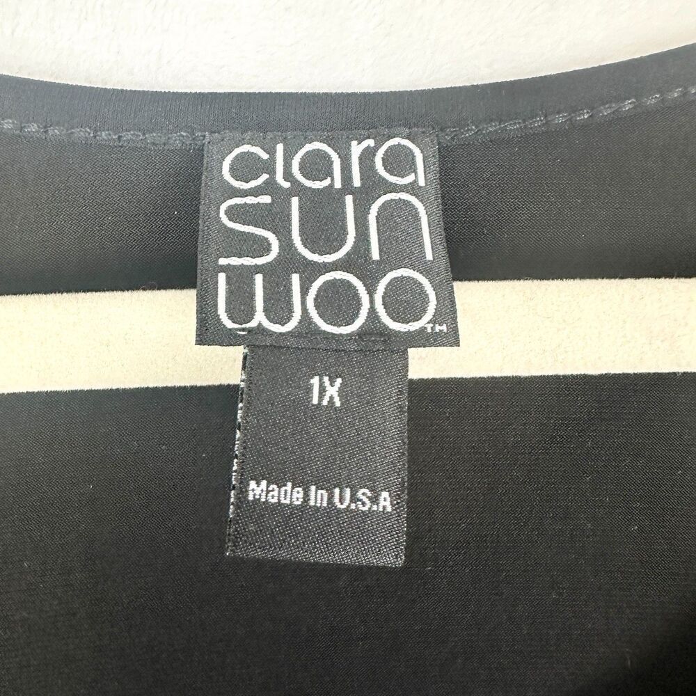 Clara Sunwoo Top Size 1X Black Minimalist Capsule Wardrobe Lagenlook Travel - Picture 3 of 4